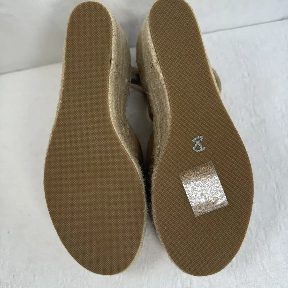 Soludos NWOB Desert Tan Suede Positano Platform Wedge Bohemian Espadrilles Sz 10